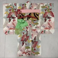 七五三　子ども着物　アンティーク　菊　紅葉　橋　7歳　正絹 七五三 子ども着物 アンティーク 菊 紅葉 橋 7歳 正絹 - メルカリ