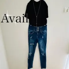 Avail ハイウエストスキニーデニム ダメージ加工 （M）青のサムネイル