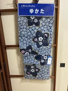 ネイビー花柄浴衣 155-165cm