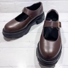 HARUTA チャンキーソール ワンストラップシューズ メリージェーン ブラウン