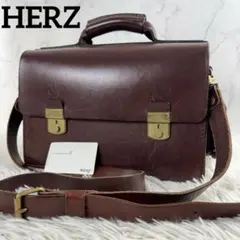 HERZ ヘルツ 2way ショルダー カメラバッグ 箱型 ヌメ革 ブラウン