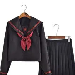 セーラー服 本物 赤 黒 上下 女子高生 JK コスプレ 長袖 ミニスカ