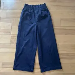 ネイビー ゴムウエスト ワイドパンツ