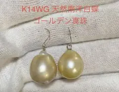 南洋黒蝶真珠 k14WG スタッドピアス ピーコック系グリーン マルチ