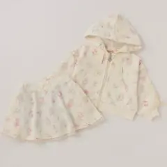 裏起毛 スイーツ総柄ジップパーカーとスウィーツ総柄インナーパンツ付スカート