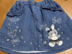 メゾピアノ デニムスカート うさぎ刺繍　中古　110