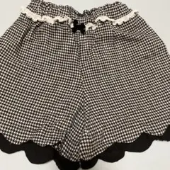 千鳥格子柄 ショートパンツ 120cm リボン付　美品　スカラップ