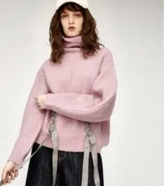 MOUSSY ニット ピンク リボン グレー