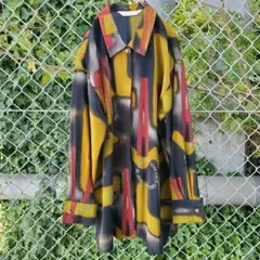 柄シャツ 総柄シャツ レトロシャツ デザインシャツ M 派手 日本製