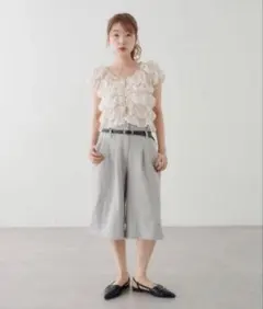 Kastane ベルトSETバミューダパンツ グレー