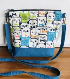猫柄キャンバスポシェットハンドメイド
