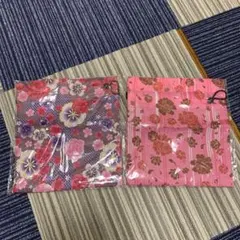 和柄 巾着ポーチ 2点セット 花柄