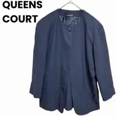 QUEENS COURT M 肩パッド有 ネイビー 紺 ブルゾン ジャケット