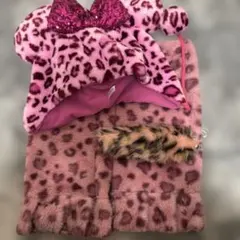 ピンクヒョウ柄ファンキャップ　ソックス　つけ物
