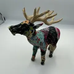 トナカイ　パッチワークトナカイ置物