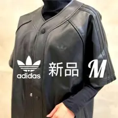 新品★黒★M★プレミアムフェイクレザーベースボールシャツ★ジャージ★ポロシャツ