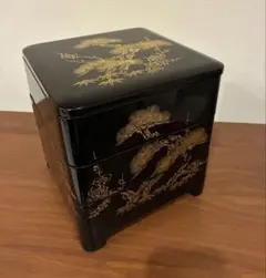 会津塗 三段重 松峯作 天然木 黒内朱 沈金 蒔絵 - メルカリ
