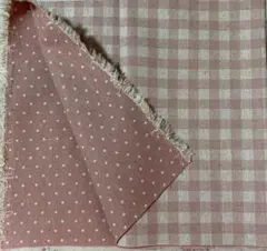 リバーシブル 綿麻キャンバス 50cm チェック&ドット ピンク