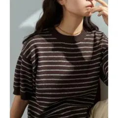 新品 mono-mart 接触冷感 ブークレサマーニット 半袖プルオーバーのサムネイル