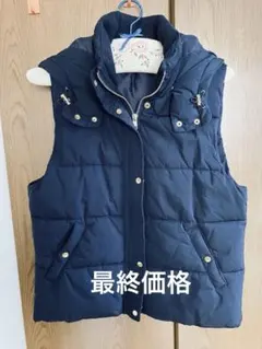 THE SHOP TK フード付きダウンベスト Ｌサイズ ネイビー