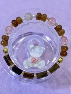 ハンドメイドブレスレット 筒型 虎目石ミックス16cm