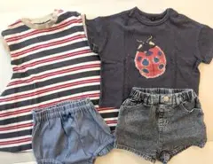80サイズ 女の子 夏服4点セット マーキーズ ブランシェス ワンピース デニム
