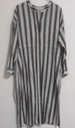 ストライプ 長袖シャツワンピース