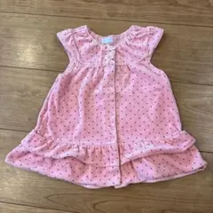 ミキハウス　ピンク ドット柄 フリル付き ワンピース 70-80
