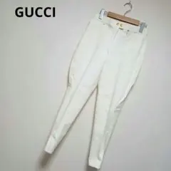 グッチ デニム ミニスカート 白 金 ボタンフライ 冬 40 ハンガー付き