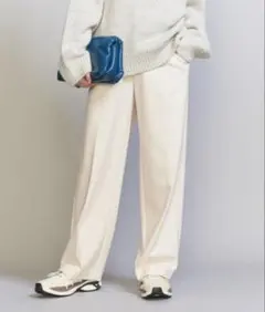 BEAUTY&YOUTH 裏起毛バックゴム ストレートパンツ-ウォッシャブル-