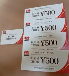 餃子の王将　株主優待　2000円分＋5%割引優待カード　2026年12月30日のサムネイル