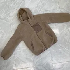 ボアジャケット フード付き ベージュ 防寒 ポケット付き ジップアップ Mサイズ