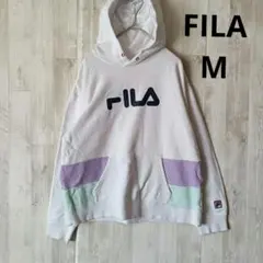 FILA フィラ パーカー 白 マルチカラー XL オーバーサイズ