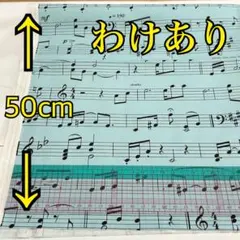 193.わけあり＊オックス生地＊音符＊楽譜＊ブルー＊59×50cm