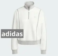 新品adidas エッセンシャルズ+ リバースハーフジップミディアムグレーヘザー