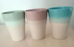 【新品未使用品】カラフルな陶器製湯飲み3個セット