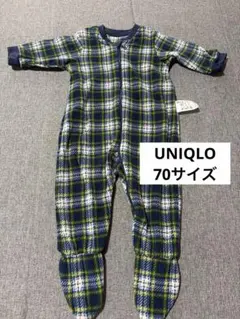 UNIQLO ユニクロ ベビー フリース ロンパース 70cm チェック柄 足付