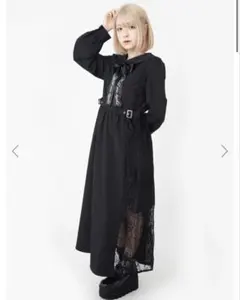 Ank Rouge ブラック ロゴリボン ロングワンピース