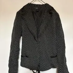 値下げ歓迎✨ H&M ドット柄 テーラードジャケット ブラック リボン 【36】