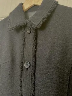 【送料込✨】クリアインプレッション　ツイード調　ブラック　ウールコート　ベルト付