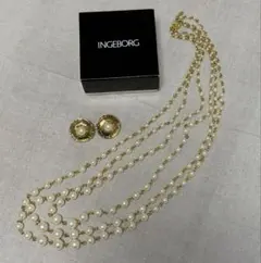 INGEBORG パール ロングネックレス イヤリング セットのサムネイル