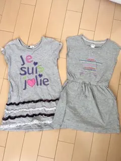 グレーの半袖ワンピース2点セット　120 女の子120 ワンピース