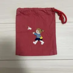 familiar ファミリア 赤い巾着袋 女の子の刺繍付き
