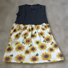 ひまわり柄ノースリーブワンピース 130cm