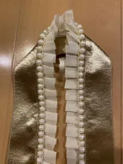 値下げしました　重ね襟 ゴールド フリル パール装飾