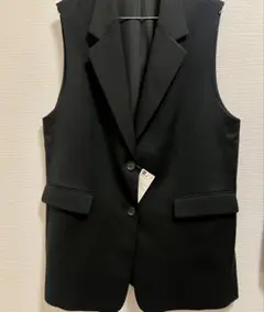 【新品】GU ジレ/XL/ 袖なしジャケット/ベスト/ブラック