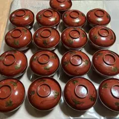 時代漆器 朱塗鶴松蒔絵 吸物椀 18客「訳あり」 時代漆器 朱塗鶴松蒔絵 吸物椀 18客「訳あり」 - メルカリ