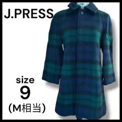 【美品】J.PRESS チェックコート M 上品カラー ウール調 秋冬