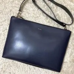 【極美品】ポールスミス ショルダーバッグ レザー 本革 ネイビー サコッシュ