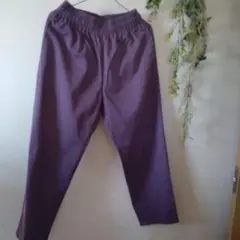 【美品】GU メンズ ストレートパンツ　 M　 ウエスト総ゴム調節紐付き 薄紫